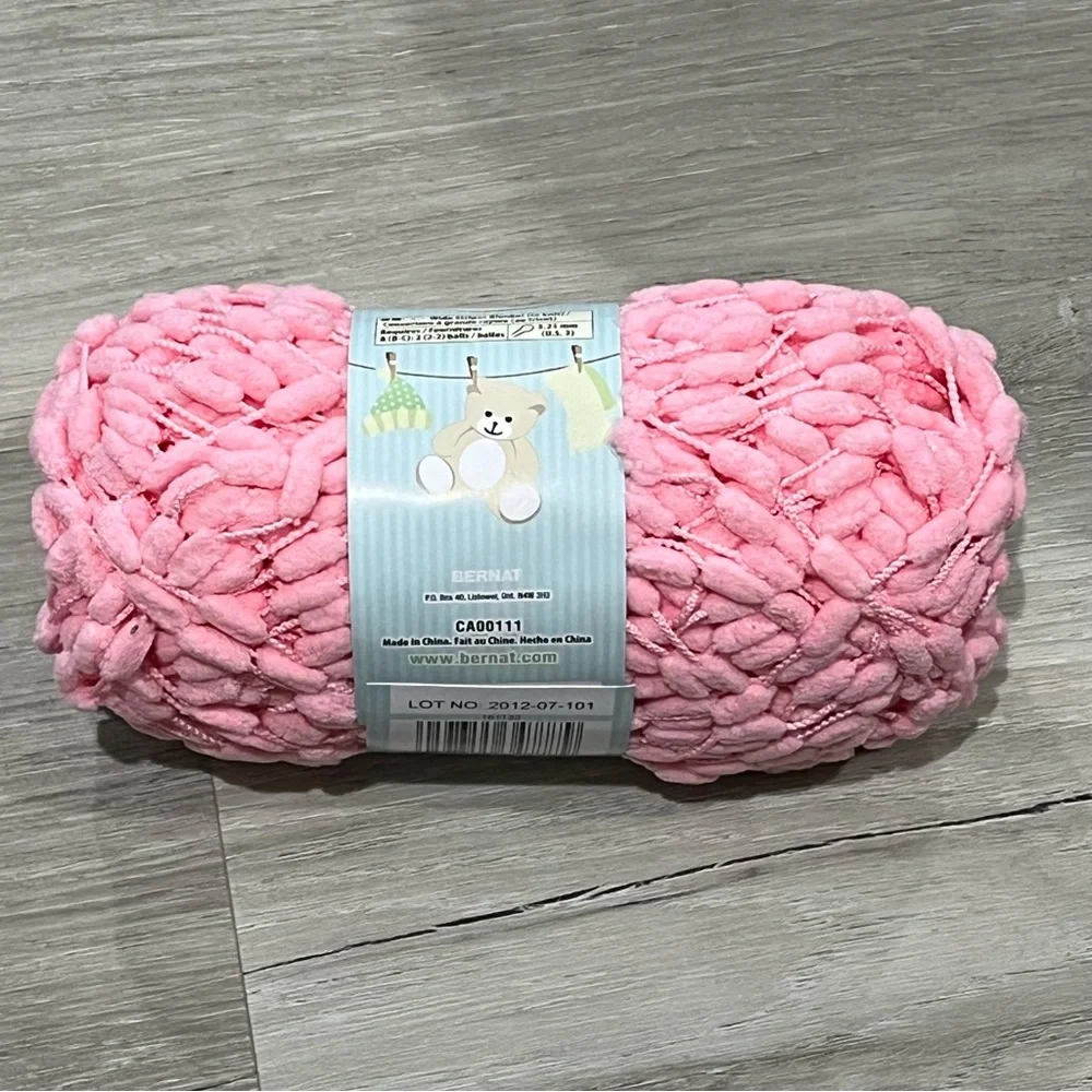 NWT Set of 3 Skeins Bernat Baby Pom Pom Yarn (3.5 oz ea) Candy Floss Pink #6